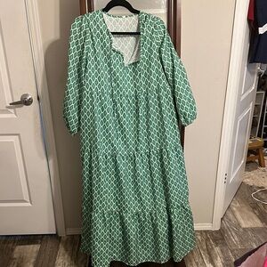 Green Patterned Women's Dress